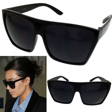 black flat top sunglasses|black large shade glasses.